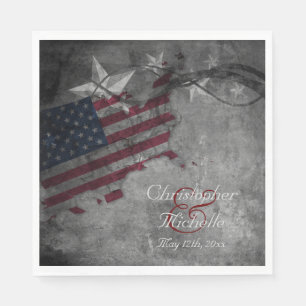 Patriotische amerikanische Flagge und Sterne Hochz Serviette