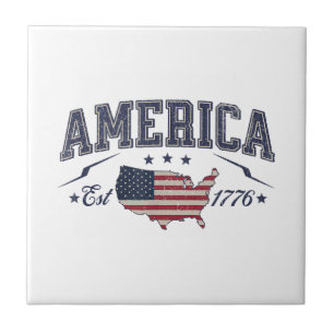 Patriotische amerikanische Flagge USA Est 1776 4. Fliese