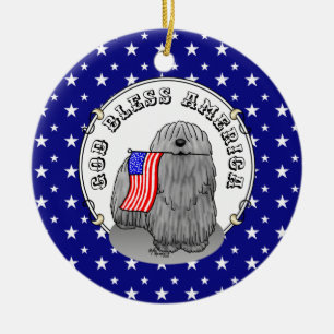 Patriotische amerikanische Flagge USA Puli Dog (gr Keramik Ornament
