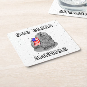 Patriotische amerikanische Flagge USA Puli Dog (gr Rechteckiger Pappuntersetzer