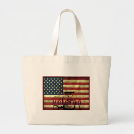 Patriotische amerikanische Flagge Veteran Leinwand Jumbo Stoffbeutel