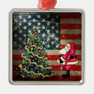 Patriotische amerikanische Flagge, Weihnachtsbaum  Ornament Aus Metall