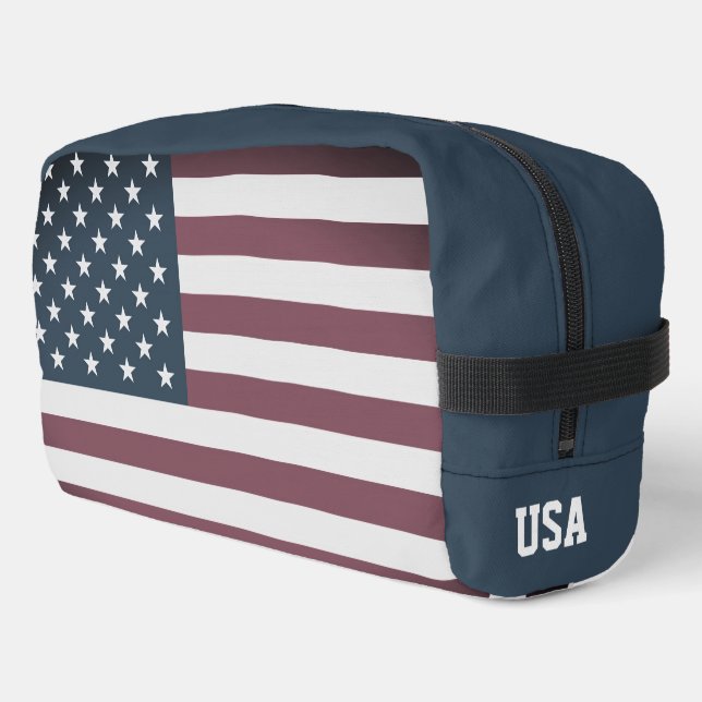 Patriotische amerikanische Flagge Zolltoiletasche Waschbeutel (Linke Seite)