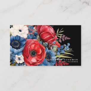 Patriotische amerikanische Flaggen-Blumen-Vizitkar Visitenkarte