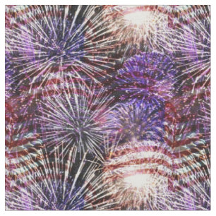 Patriotische amerikanische Flaggen und Feuerwerksk Stoff