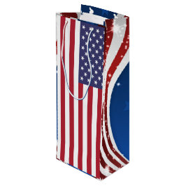 Patriotische amerikanische Flaggen und Streifen Geschenktüte Für Weinflaschen