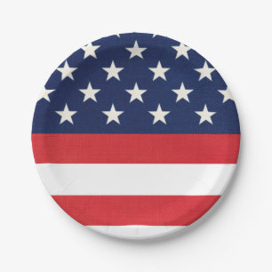 Patriotische amerikanische Flaggen US Flagge Pappteller