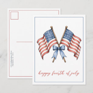Patriotische amerikanische Flaggen zum vierten Jul Postkarte