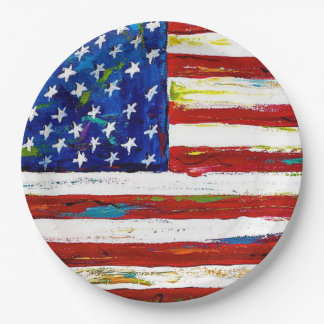Patriotische amerikanische Flaggenkunst Pappteller