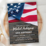Patriotische amerikanische Flaggenmiliz Geburtstag Einladung<br><div class="desc">USA amerikanische Flagge Birthday Party Einladungen. Laden Sie Freunde und Familie zu Ihrem patriotischen Geburtstagsfest mit diesen modernen amerikanischen Flag Einladungen. Personalisieren Sie diese Fahneneinladung mit Ihren Event-, Name- und Party-Details. In unserer Kollektion finden Sie passende Geschenke, Gastgeschenke und Vorräte zum Geburtstag. COPYRIGHT © 2021 Judy Burrows, Black Dog Art...</div>