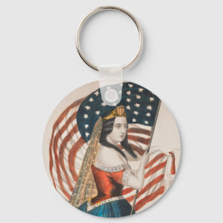 Patriotische amerikanische Frau | Amerikanische Fl Schlüsselanhänger
