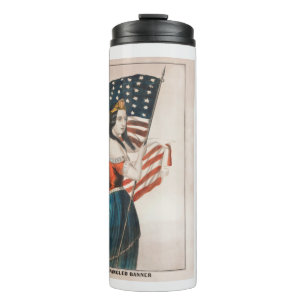 Patriotische amerikanische Frau Amerikanische Fl Thermosbecher