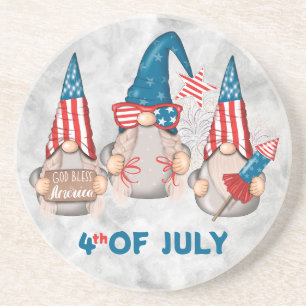 Patriotische amerikanische Gnome am 4. Juli Getränkeuntersetzer