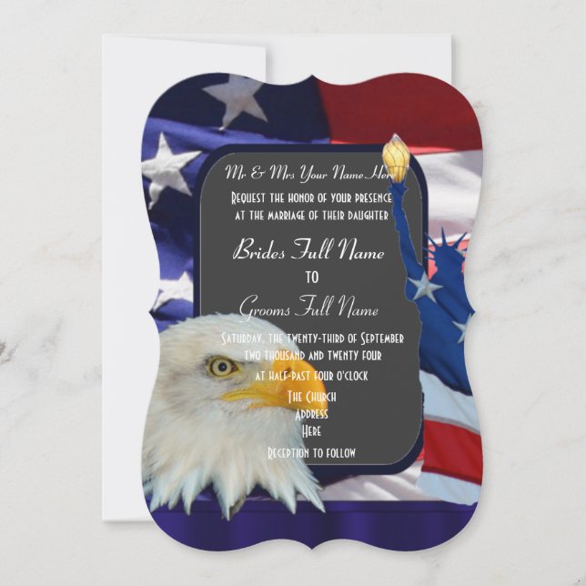 Patriotische amerikanische Hochzeit Einladung (Vorderseite)