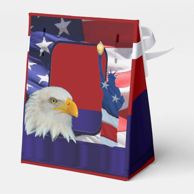 Patriotische amerikanische Hochzeit Geschenkschachtel (Rückseite)
