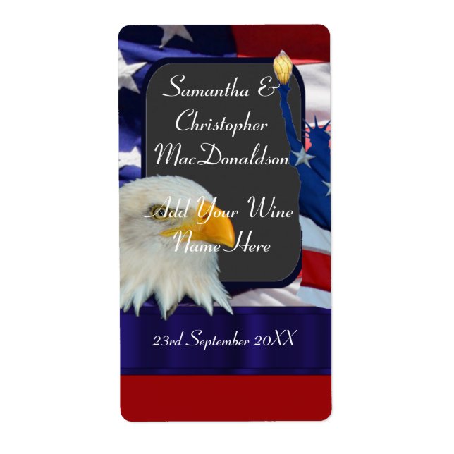 Patriotische amerikanische Hochzeitsflasche (Vorne)