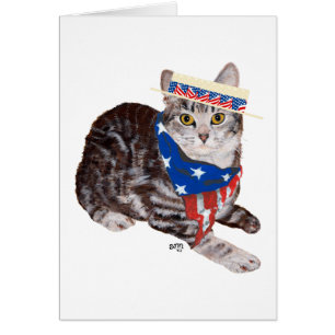 Patriotische Amerikanische Kurzhaar-Tabby-Katze