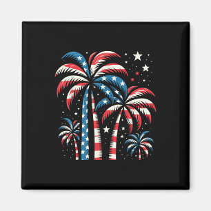 Patriotische amerikanische Palmenbäume Sommer USA- Magnet