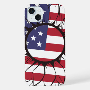 Patriotische amerikanische Sonnenblume iPhone 15 Plus Hülle