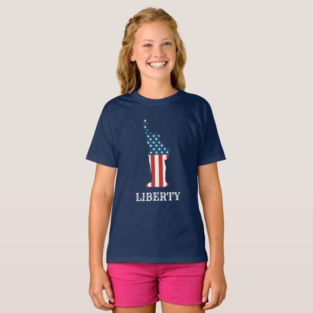 Patriotische Amerikanische Statue der Freiheitssta T-Shirt (Vorne ganz)