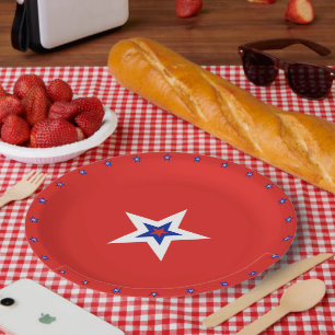 Patriotische Amerikanische Sterne auf Rot Pappteller