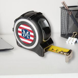 Patriotische amerikanische Streifen-Monogramm-Init Maßband