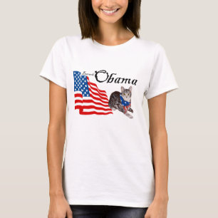 Patriotische amerikanische Tabby-Katze für Obama T-Shirt