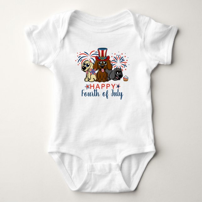 Patriotische Amerikanische Unabhängigkeitstag-Hund Baby Strampler (Vorderseite)