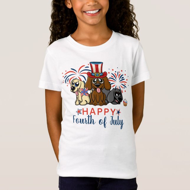 Patriotische Amerikanische Unabhängigkeitstag-Hund T-Shirt (Vorderseite)