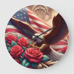 Patriotische Amerikanischer Adler-Uhr Große Wanduhr