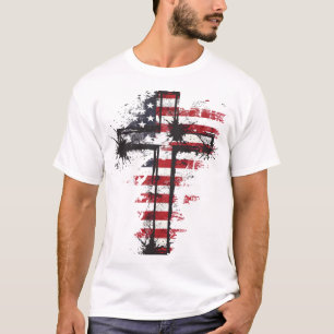 Patriotische Amerikanisches Fahnenkreuz T-Shirt