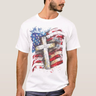 Patriotische Amerikanisches Fahnenkreuz T-Shirt