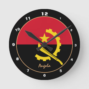 Patriotische angolanische Flagge, Angola trendy Zu Runde Wanduhr