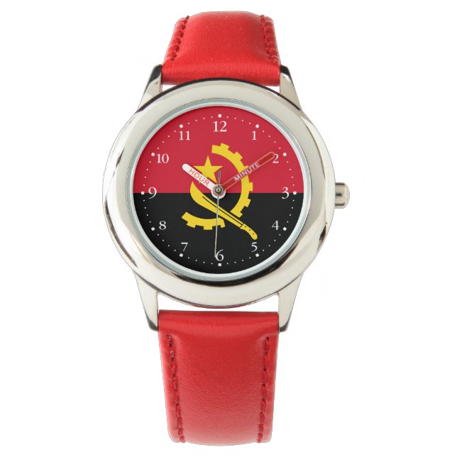 Patriotische angolanische Flagge Armbanduhr (Vorderseite)