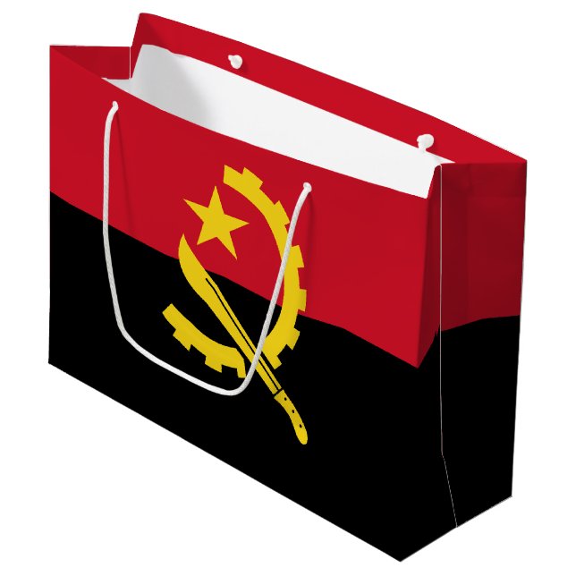 Patriotische angolanische Flagge Große Geschenktüte (Vorderseite Schrägansicht)
