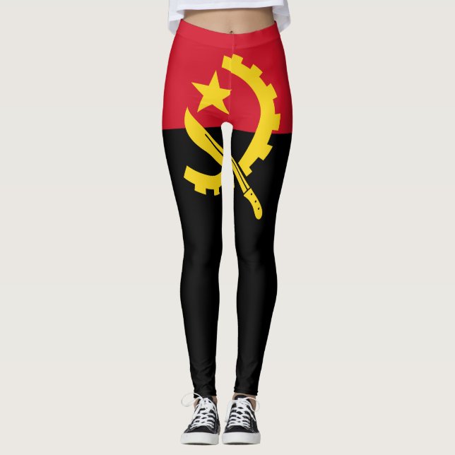 Patriotische angolanische Flagge Leggings (Vorderseite)