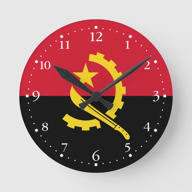 Patriotische angolanische Flagge Runde Wanduhr (Vorderseite)