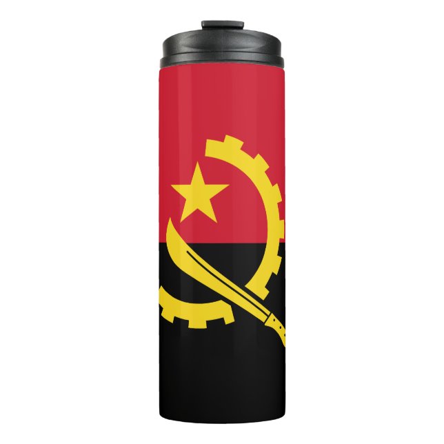 Patriotische angolanische Flagge Thermosbecher (Vorderseite)