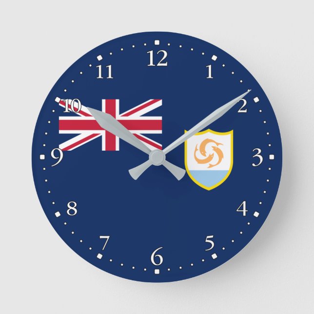 Patriotische Anguilla-Flagge Runde Wanduhr (Vorderseite)