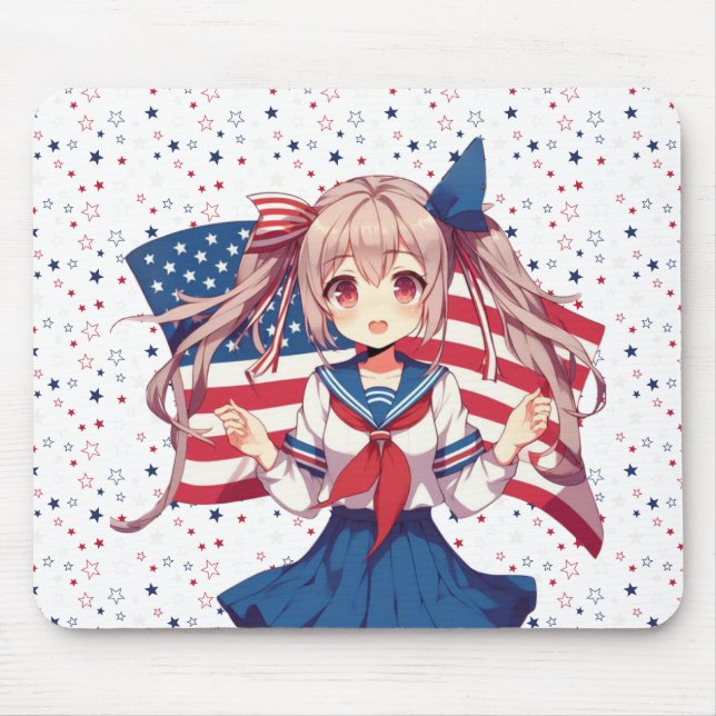 Patriotische Anime in den USA Mousepad (Vorne)