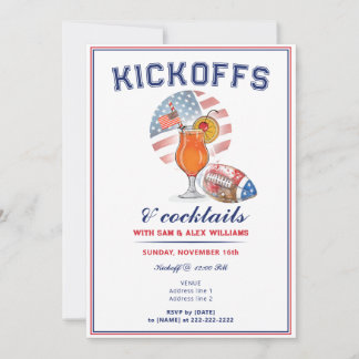 Patriotische Anstoßfeiern & Cocktails Football-Spi Einladung