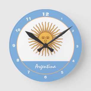 Patriotische argentinische Flagge & Argentinien Zu Runde Wanduhr