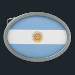 Patriotische argentinische Flagge Ovale Gürtelschnalle<br><div class="desc">Die Nationalflagge Argentiniens.</div>