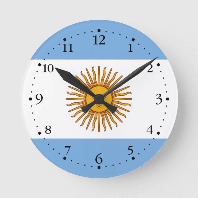 Patriotische argentinische Flagge Runde Wanduhr (Vorderseite)