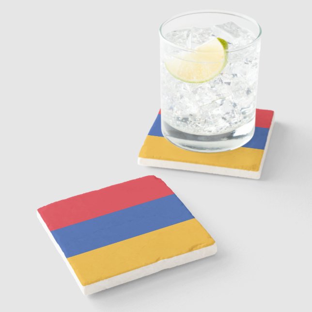 Patriotische armenische Flagge Steinuntersetzer (Seitenansicht)
