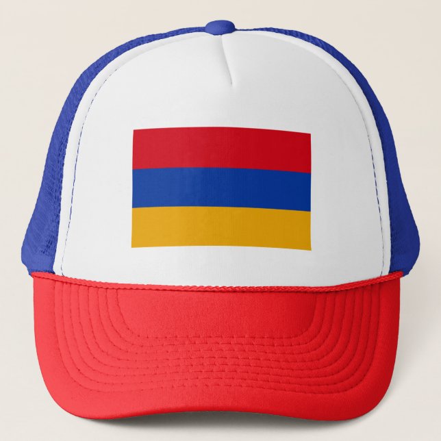 Patriotische armenische Flagge Truckerkappe (Vorderseite)