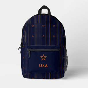 Patriotische Art Deco - Goldene Streifen roter Ste Bedruckter Rucksack