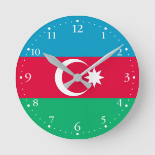 Patriotische Aserbaidschan-Flagge Runde Wanduhr