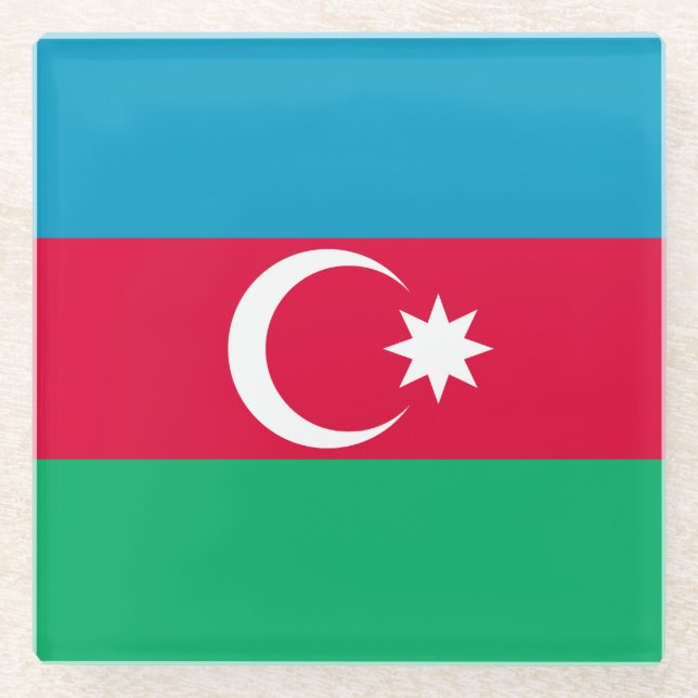 Patriotische aserbaidschanische Flagge Glasuntersetzer (Vorderseite)