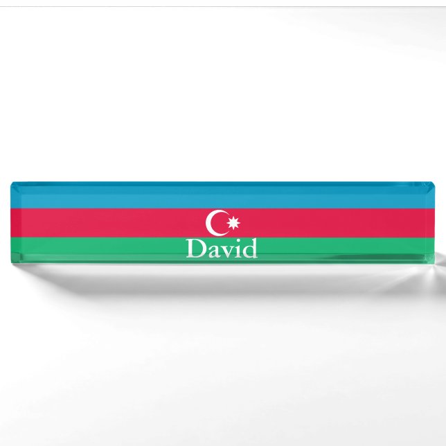 Patriotische aserbaidschanische Flagge Namensplakette (Vorderseite)